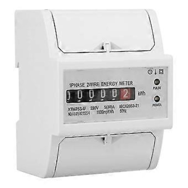 220V DIN-skena Elmätare, Digital 1-fas Elmätare 2-tråds 4p, Xtm75s-u Elmätare Kwh-i c