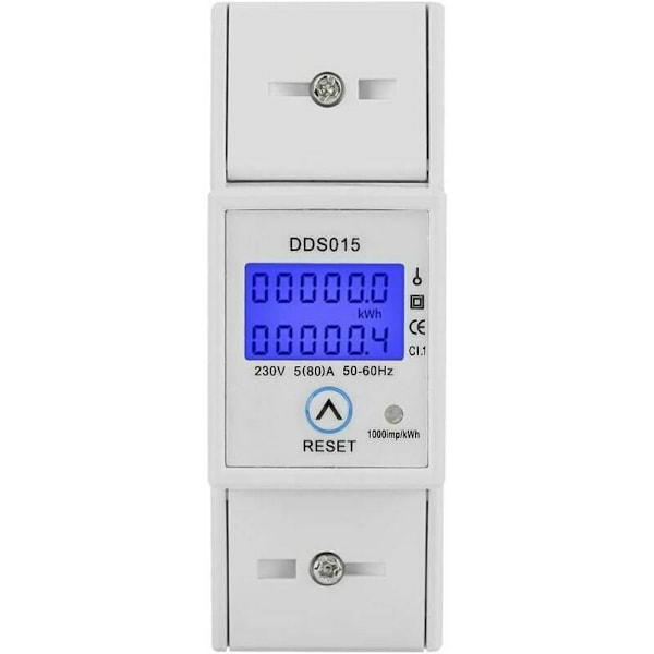 Enkeltfaset energiberegning 5 - 80A 230v 50hz enfaset energiberegninger indstilling, beregning - dds015 skinnemontering, metro watt (230v 5 -