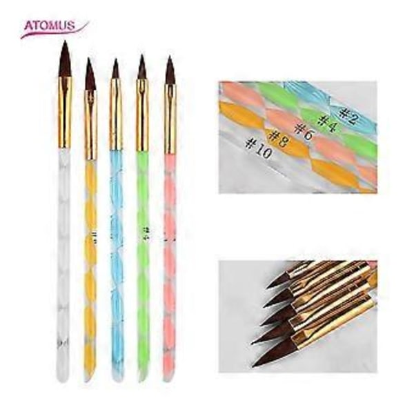 5 st Nagelkonstpenna 3d Kristallblomma Byggare Skulptering Diy Ritborste Manikyr Tips Salong Set Nagel Dotting Verktyg Punktmålning