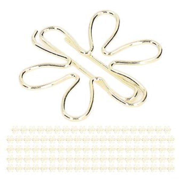 100 stk. Blomster Guld Planner Clips: Sødt Anti-Rust Elektropletteret Design til Kontor og Skole