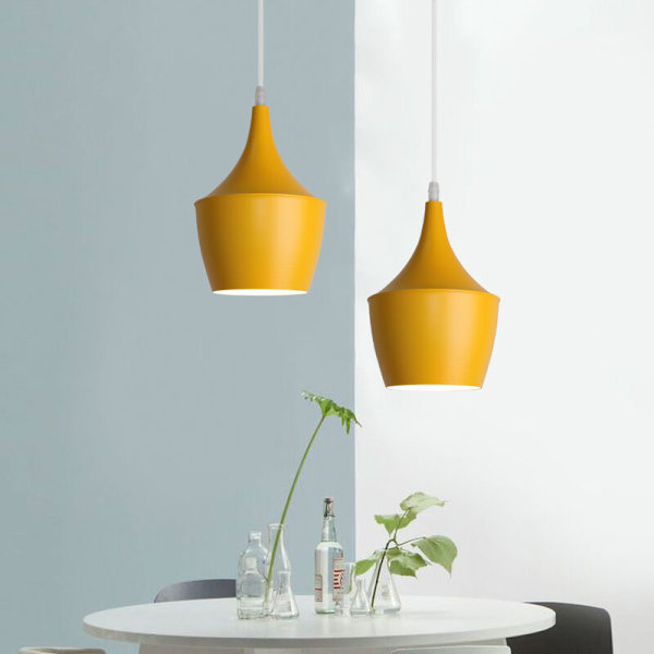 Moderne pendellampe innendørs hengende taklampe enkel nordisk lysekrone gul