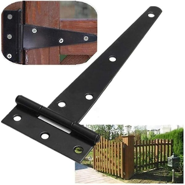 4 tommer galvaniserede T-hængsler med hængsel Heavy Duty dørhængsler (sort) 6 stk. (t-0-g)