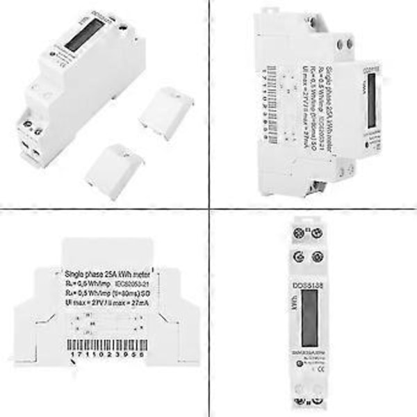 220V DDS5188 LCD Digital Din-skena Elmätare 5-25A för Kilowattimmar KWh-mätare
