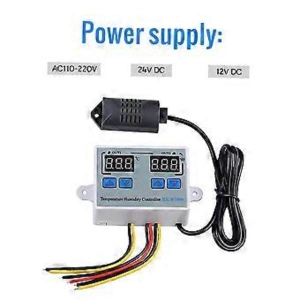 Dobbel Digital Temperatur- og Fuktighetskontroller Hjem Kjøleskap Termostat Fuktighetsregulator Termometer Hygrometer XK-W1099 AC110-220V