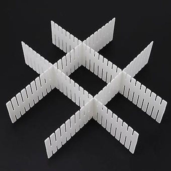 4 st DIY Plastlådor Organisatör Justerbara Lådindelare (Vit Lång Typ)