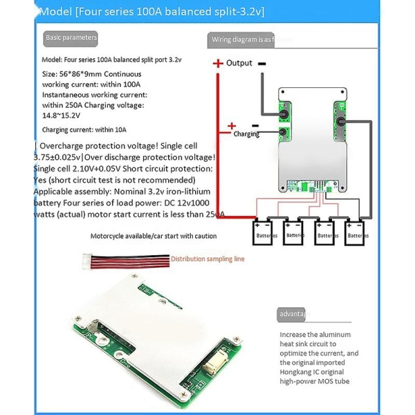 4s 12v 100a Bms litiumbatteriladdare skyddskort med ström batteribalans förbättra Pcb Pro