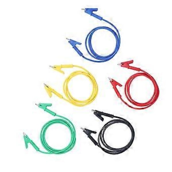 5 st Krokodilklämma Testkabel Dubbeländad 10 mm Öppning Testkabel Tråd för Batteri Fordon