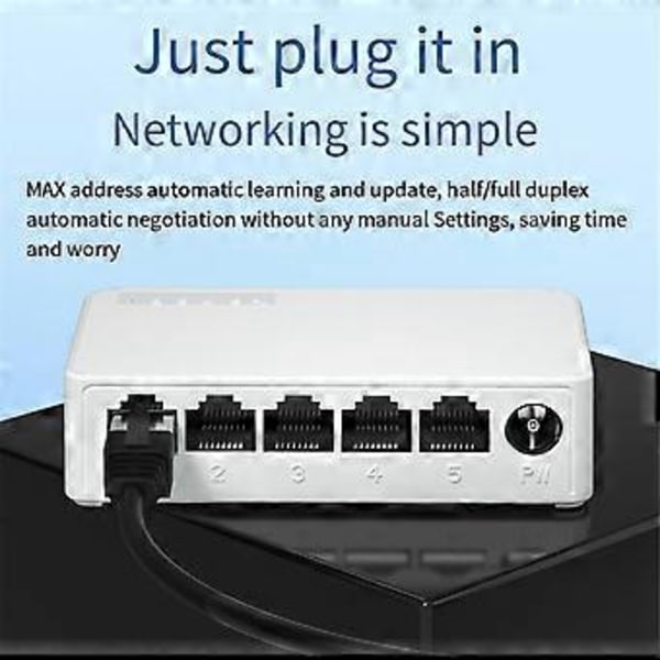 5 Portin 100Mbps Ethernet-kytkin Mini-kytkin Kannettava RJ45-keskitin Ethernet-jakaja virtajohdolla EU-pistoke