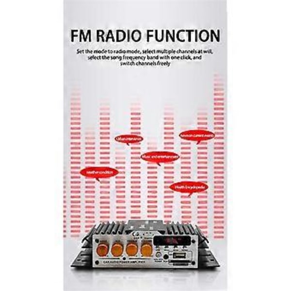 Bil 12V Bilförstärkare Bluetooth Mini Liten Effektförstärkare Högtalarförstärkare Förstärkare för Hemmabruk Bil