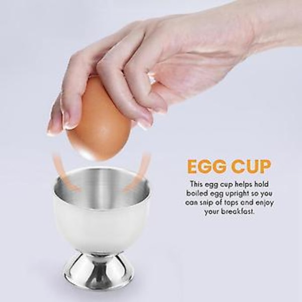 Eggeglass, eggebrett i rustfritt stål, mykkokte eggeglassholdere, tåler oppvaskmaskin (4 pakker)