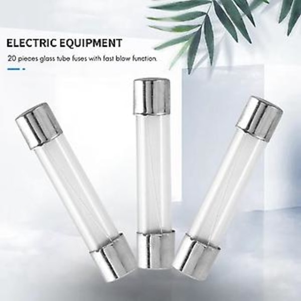 20 stk. Hurtig Spræng Glasrørsikring 8a 8 Ampere 250v 6mm X 30mm