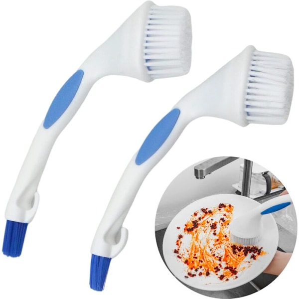 Cleaning Dish Brush - Simple and Practical, Stylish Design, Double-Sided Long Handle Cleaning Brush for Pot, Kitchen Sink 2pcs (Double-Headed Circul