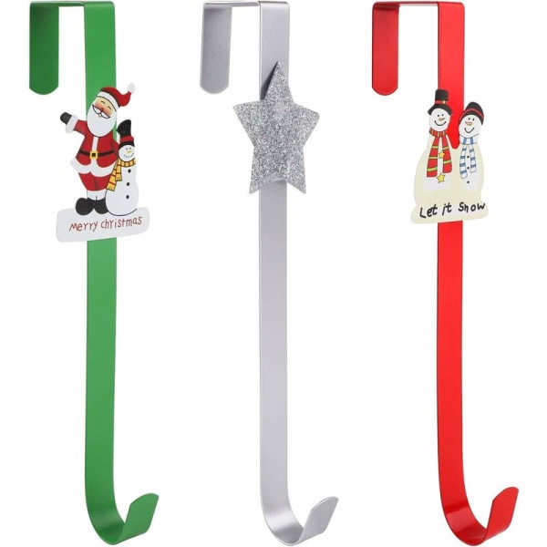 3-pack dörrhängare för jul, 11,8 tum metallkranshängare på dörren dörrkrokar kronhållare för jul hemmakontor hängande Wa
