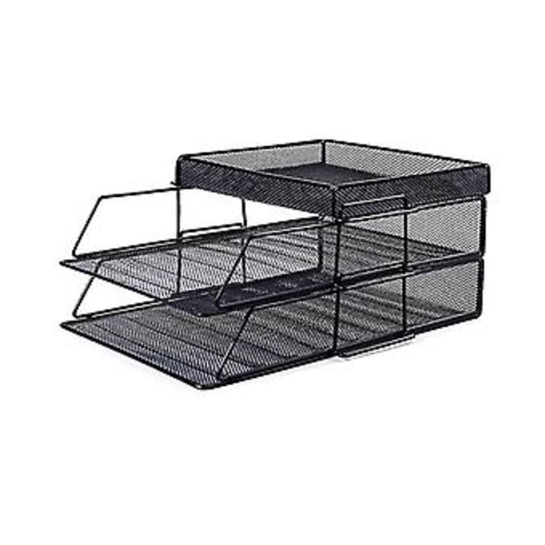 2+1 Dokumentbakke, Dokumentopbevaringsfilholder, 2 niveauer, A4-papir opbevaring, brev, Bordpladeopbevaring