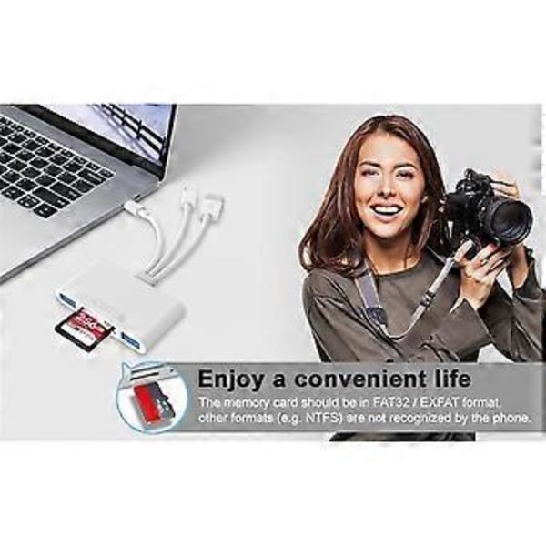Minneskortläsare 5-i-1 SD-kortläsare USB OTG-adapter med laddningsport för //Android/PC/Tablet/Kamera