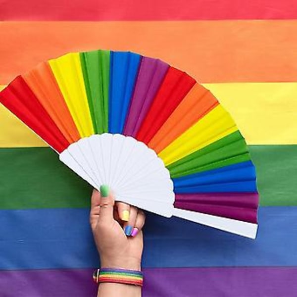 Regnbågsfläktar, 12-pack fläktar, Regnbåge Lgbtq Portabla Vikfläktar, Vikbara Handfläktar Partydekoration