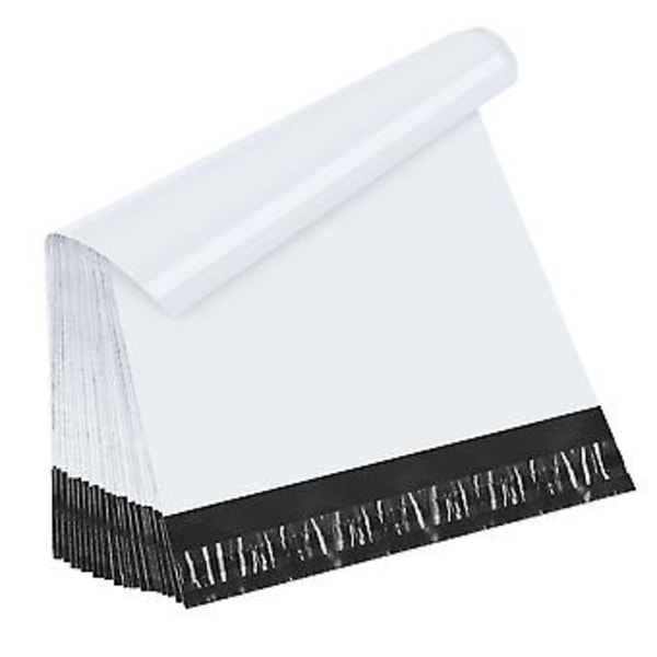 60 stk. Plast Postposer Ekspress Postposer 25x35cm+5cm Postkonvolutter Postposer Selvklebende Pakkeposer (hvit)