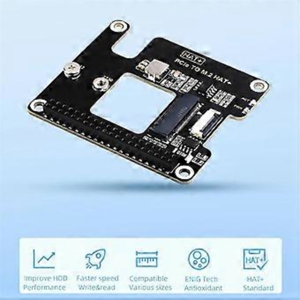 5 PCIe - M.2 HAT NVME -nopean laajennuskortti 16P-kaapelilla ja GPIO-otsikkotuki aktiivisella jäähdyttimellä