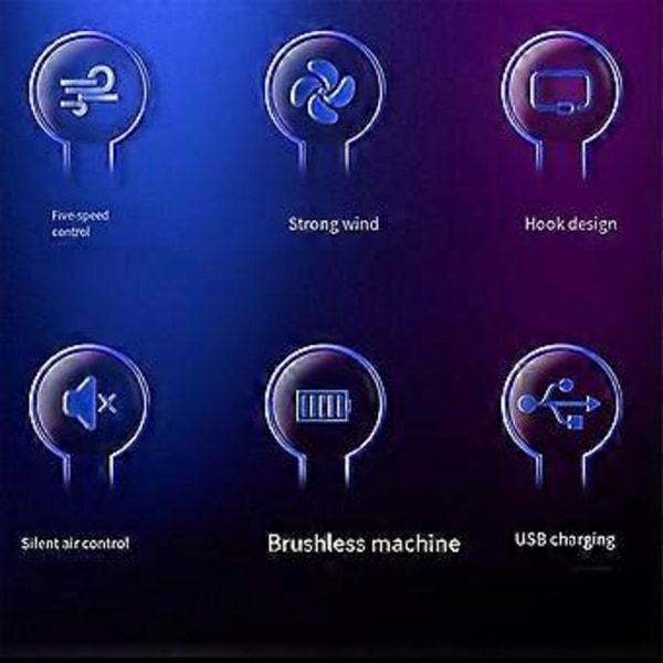 Handhållen Fläkt Kylare Portabel Mini USB Laddningsfläkt Skrivbord Sovsal 5 Hastigheter Justerbar Uppladdningsbar Fläkt, Vit