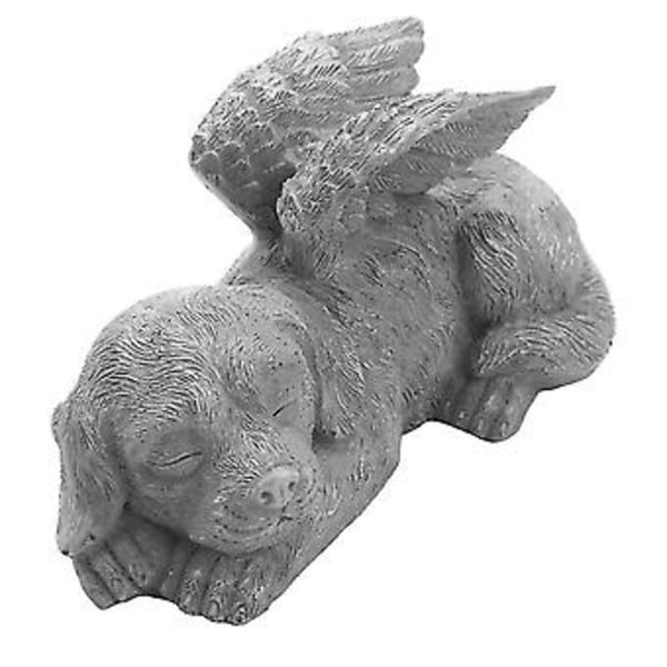 Hund Ängel Husdjursminne Gravsten Markerings Skulpterad Staty, Resin, Stenfinish