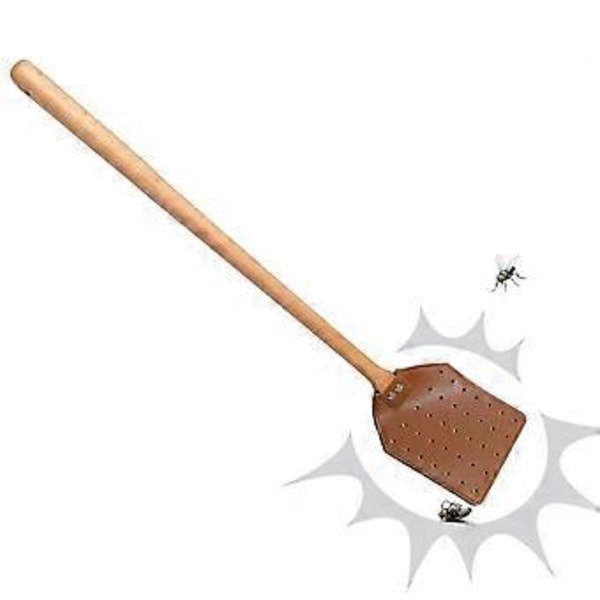 2 KPL Nahkainen Kärpäslätkä Pitkällä Puukahvalla Tukeva Kärpäslätkä Sisä- ja Ulkokäyttöön Maalaismainen Lätkä
