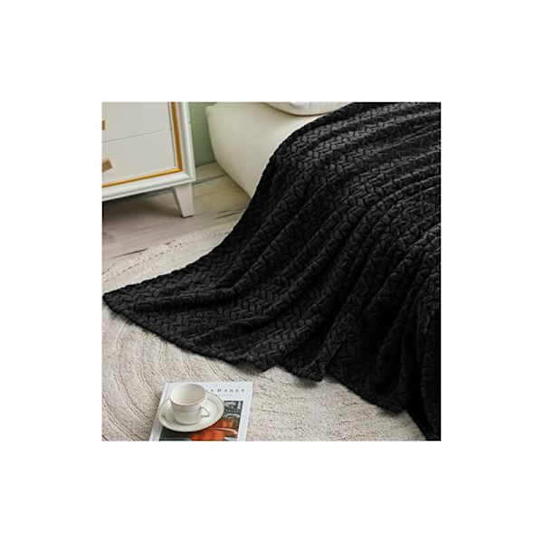 Super blød flanneldyne, høj kvalitet mikrofiber, sort 127 x 178 cm, hyggelig og varm, egnet til alle årstider