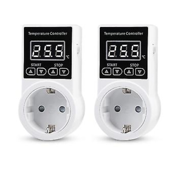 2 stk. Termostatstik med sensor, digital temperaturregulatorstik, vandtæt temperatur S