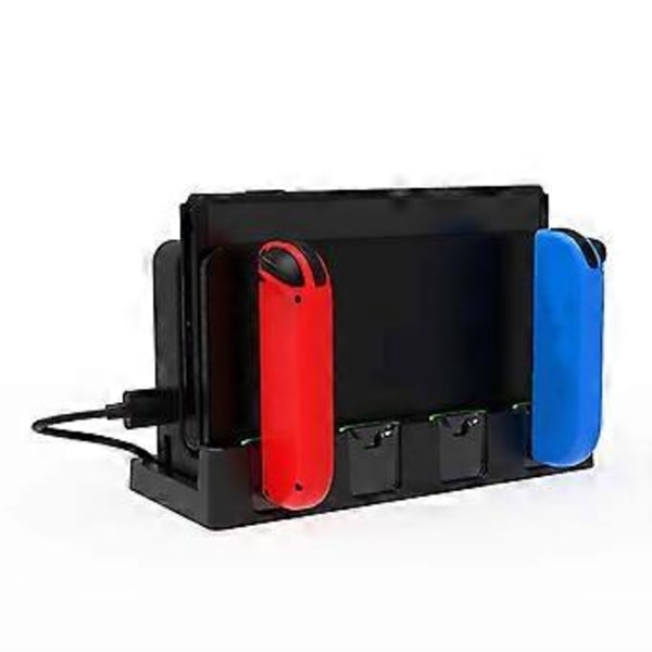 Switch Controller Laddningsdocka Ställ Station Hållare 4-i-1 för Switch/OLED Spel Stöd Docka för Laddning