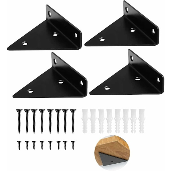4 st triangulär hylla konsol hylla konsoler dold vägg hylla konsol svart metall rostfritt stål för hyllor i kök studie trädgård