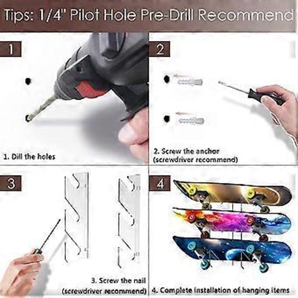 1 par stue longboard skateboard rack vægmonteret deck longboard rack snowboard skateboard display rack