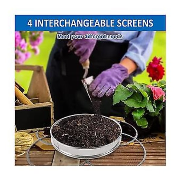 En Potting Mesh Sieve Sifting Pan - Mindre Stålblanding S 4 Sieve Mesh Filter(1/8in,1