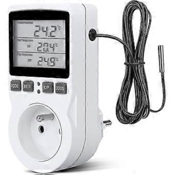 Starlight-digital Temperaturkontroller, Varme Kjøle Termostat Socket LCD Temperaturkontroll