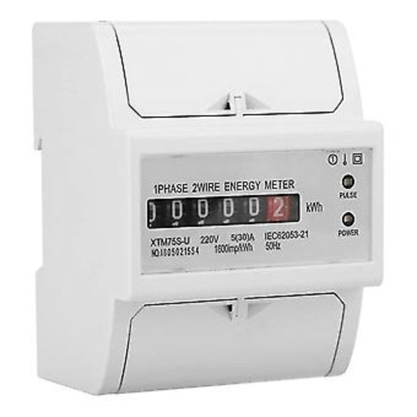 220V DIN-skena Elmätare, Digital 1-fas Elmätare 2-tråds 4p, Xtm75s-u Elmätare Kwh