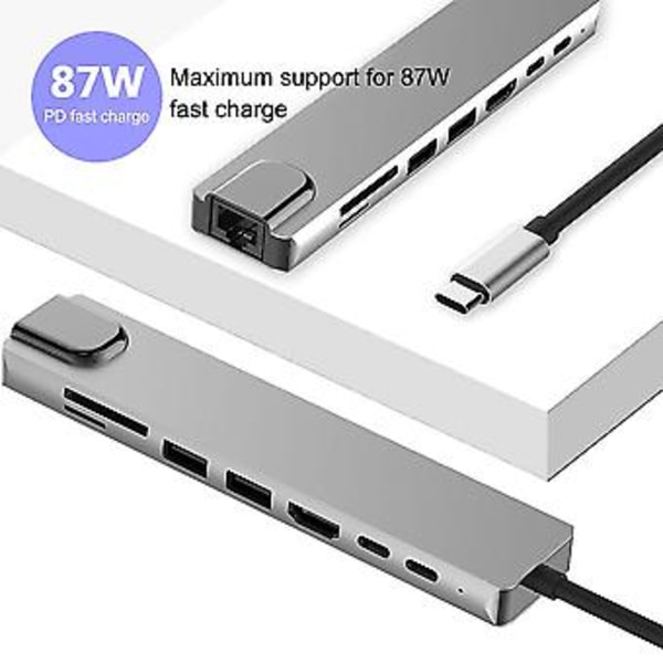 Usb C Hub Typ C 3.0 Till 4k Adapter Med Rj45 Etet Sd/tf För PC Laptop Dator Hub