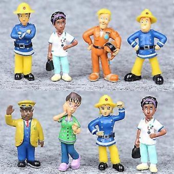 12 st/set Roliga Brandman Sam Figurer Tårtdekorationer Tecknade Modelldockor Prydnad Barn Födelsedagsleksak Present