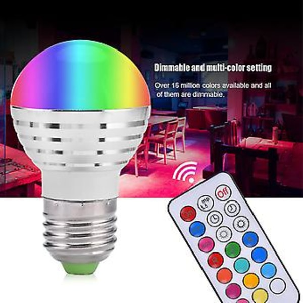 E27 3W RGB LED Färgskiftande Ljuslampa med Fjärrkontroll