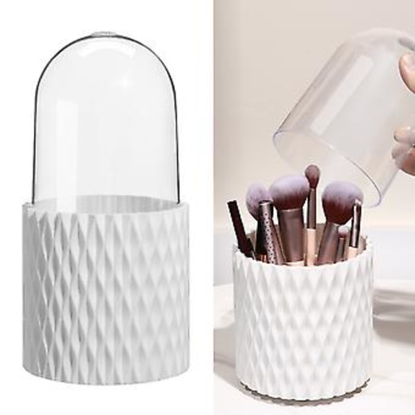 Makeup Børste Organizer Plast Støvtæt Roterende Design Makeup Børsteholder til Toiletbord Badeværelse