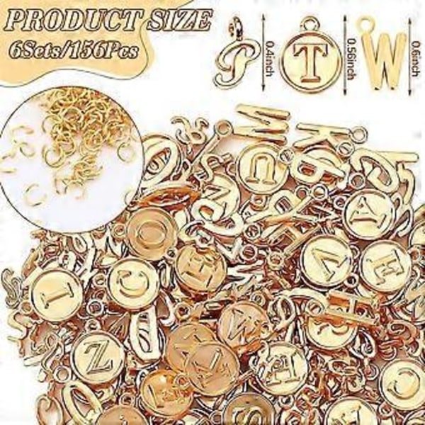 Bogstavs Charms, 156 stk./6 sæt Alfabet ABC Bogstavs Charms 3 Stilarter Store A-Z Charms DIY Armbånd Halskæde til Smykker B