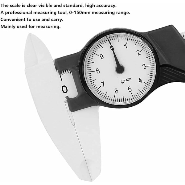 Vernier Caliper, 150mm Dial Plastic Vernier Caliper Ruler Roofessional Measuring Ruler Tool for Measuring[White]