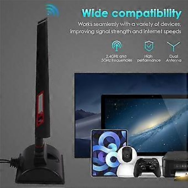 2.4GHz 5GHz Magnetisk Bas WiFi Antenn för Router Trådlöst Nätverkskort Dual-Band Antenn SMA Innerhål