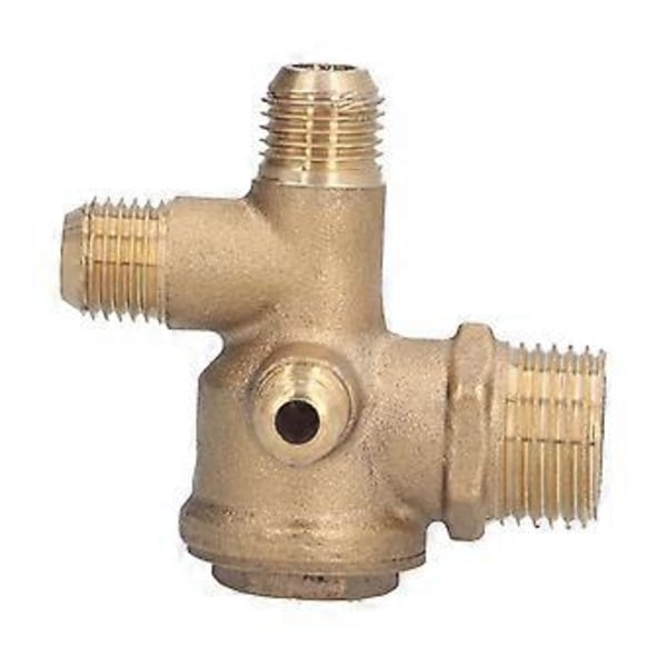Luftkompressor Ventil Ersättningskomponenter Mässing 4-vägs Dubbelrör Backventil Tillbehör 10x14x14x20.5mm / 0.4x0.55x0.55x0.8in