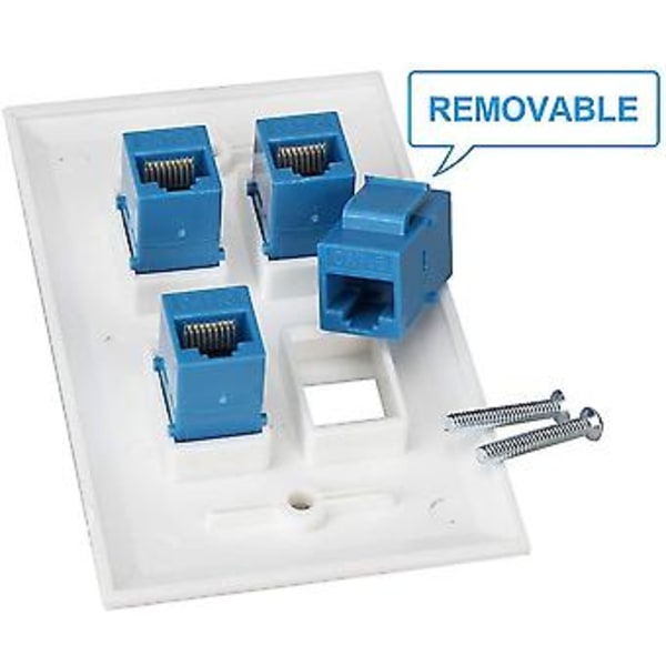 Ethernet Veggkontakt 4 Port Veggplate Hunn-hunn Kompatibel Med For Cat7/6/6e/5/5e Ethernet Enheter