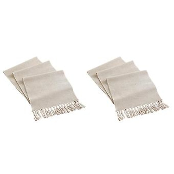 Maalaistalon punottu kahvipöydän juoksija, beige kudottu pöytäliina