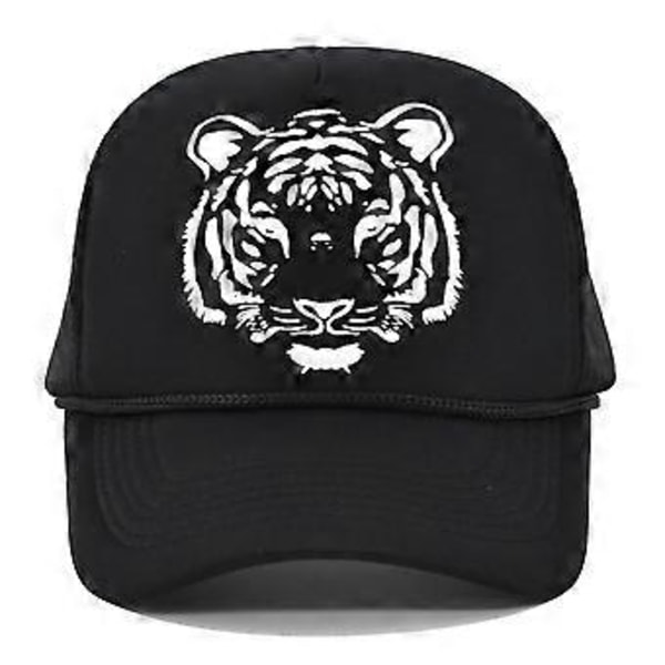 Baseballkeps med tecknat tryck, tigerhuvud, keps med skärm, nätkeps, personlig screentryck, böjd brätte, solskydd