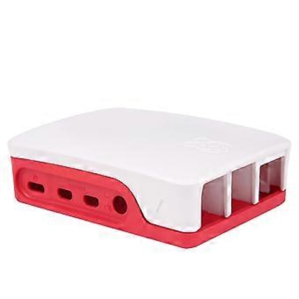 ABS Beskyttelsesetui Snap-In Slot Præcist Hul Korrosionsbestandighed til Raspberry Pi 4B (Hvid Rød)