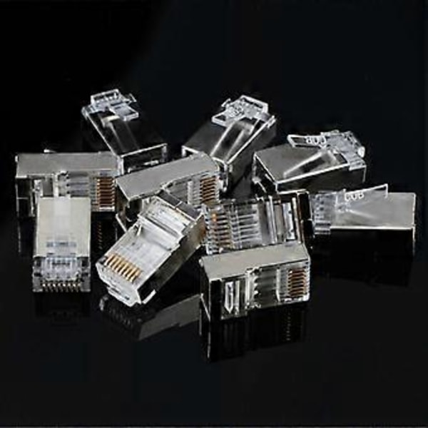 10 stk. Skjermede RJ45-kontakter Modulær Plugg - FTP 8P8C Nettverk RJ 45 Kabel Krymp Ethernet-kontakt