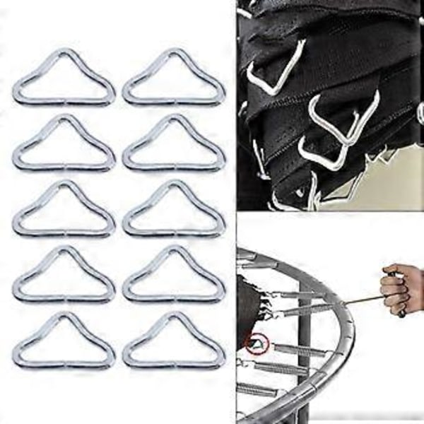 10 st Metall Triangelringar Spännen V-ringar för Reparation av Trampolindelar