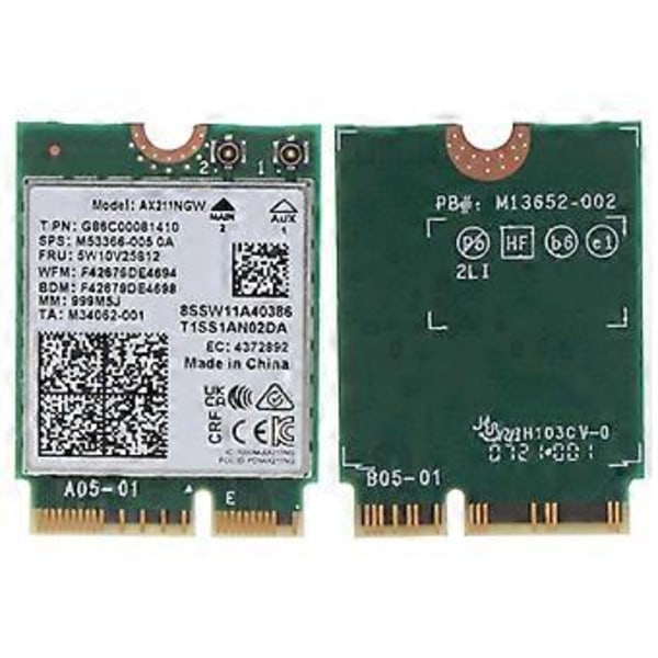 M.2 Key E AX211NGW Wifi Kort Tri Band Trådløst WiFi 6E Netværkskort 802.11 Ax BT-Kompatibel 5.2 Wifi Kort Windows 10
