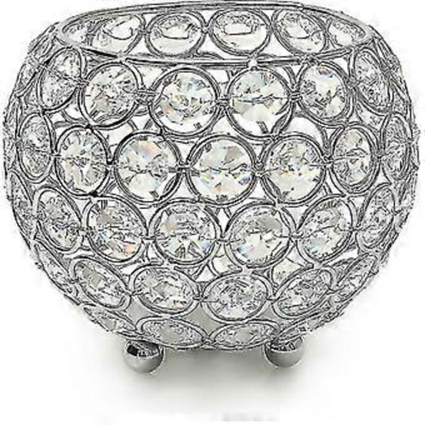 Silver Kristallskål Ljusstake Värmeljushållare För Silverbröllop Bordsdekorationer, 8cm Diameter