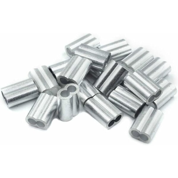 20x aluminiumskrympehylser med doble hylser 4,0 mm aluminiumshylser, krympeklips, presshylser, krympehylser, koblinger for ståltau
